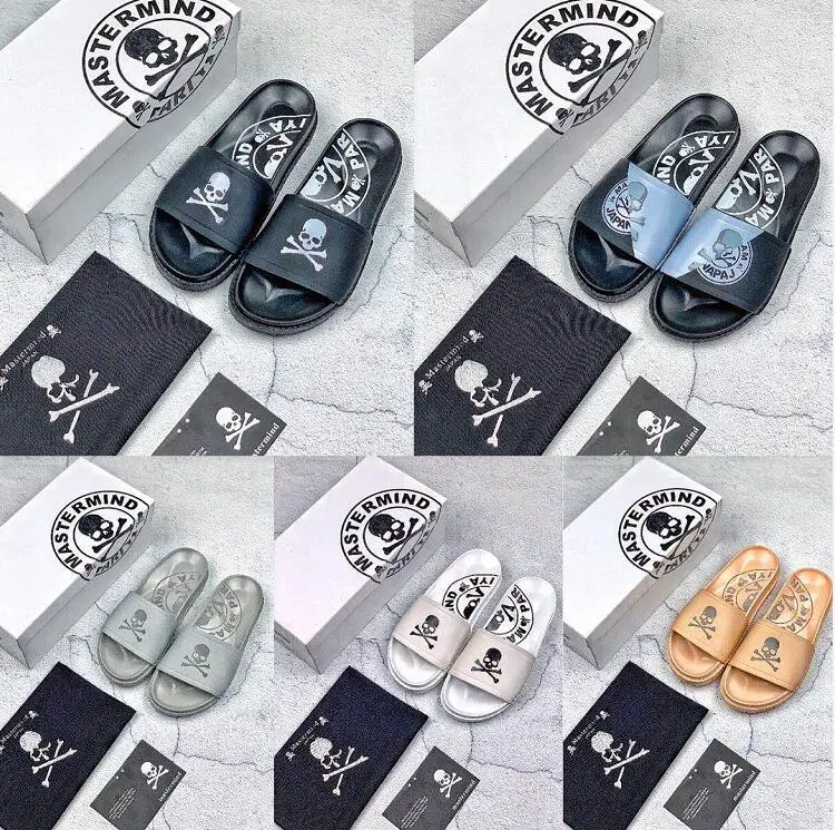 

Best Version 1:1 Mastermind Japan MMJ Men 3M Reflection Skull Printed Slippers Shoes Hiphop Men High Class MMJ Shoes Slippers