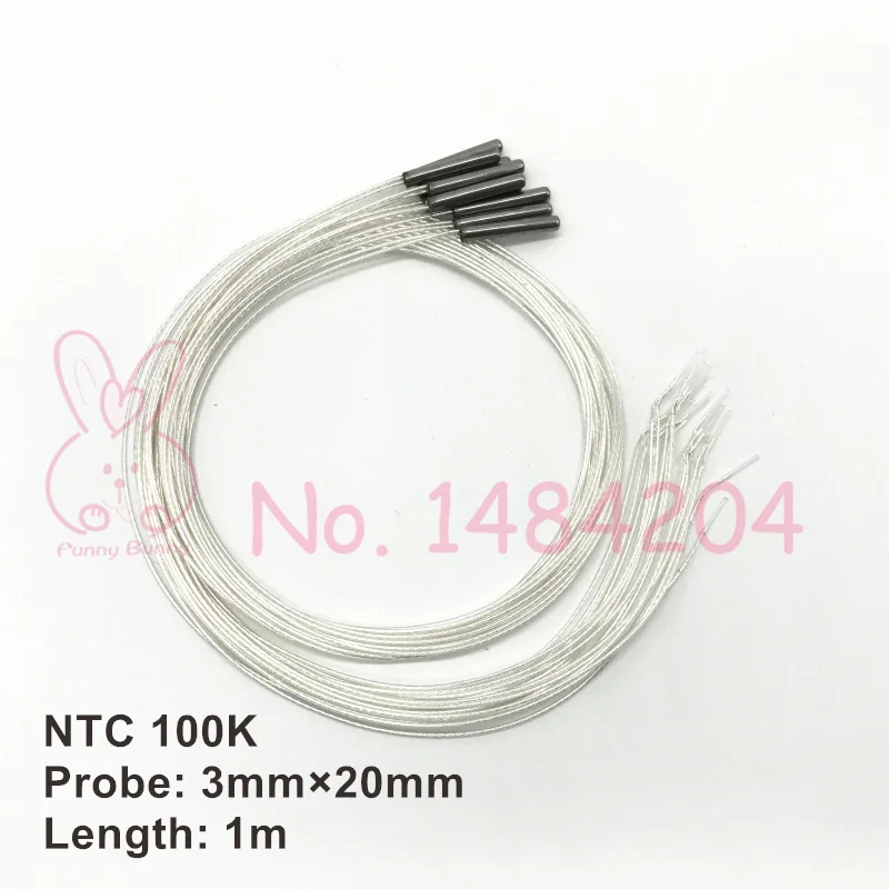 Датчик температуры NTC 3950 100K щуп Ом 3 мм * 20 провод 500 10 шт.|pcs|k 1 |