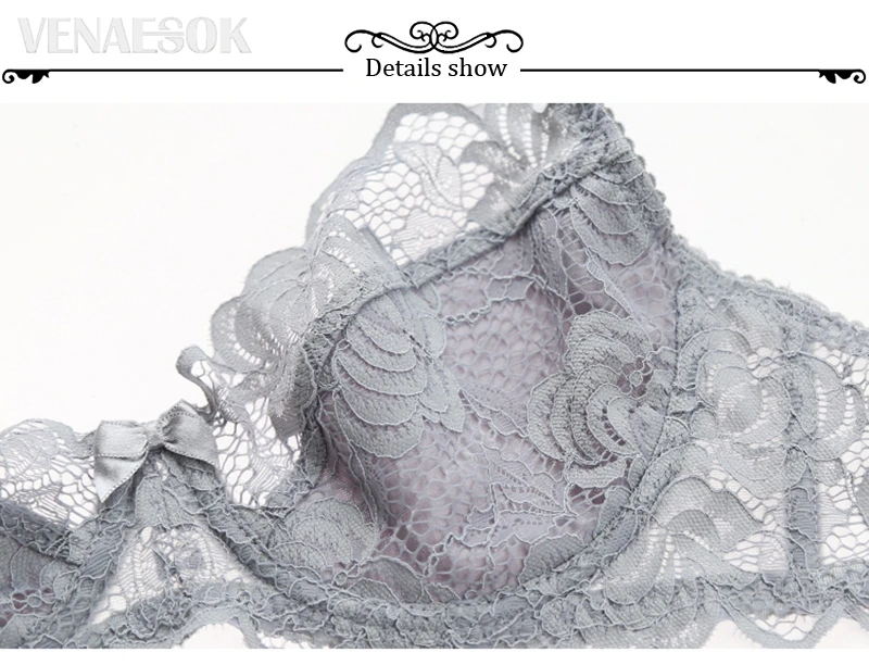Fashion Gray Women Lingerie Transparent Bra Set Plus Size C D Cup Sexy Bras Lace Underwear Set Ultrathin Embroidery Brassiere bra and underwear set