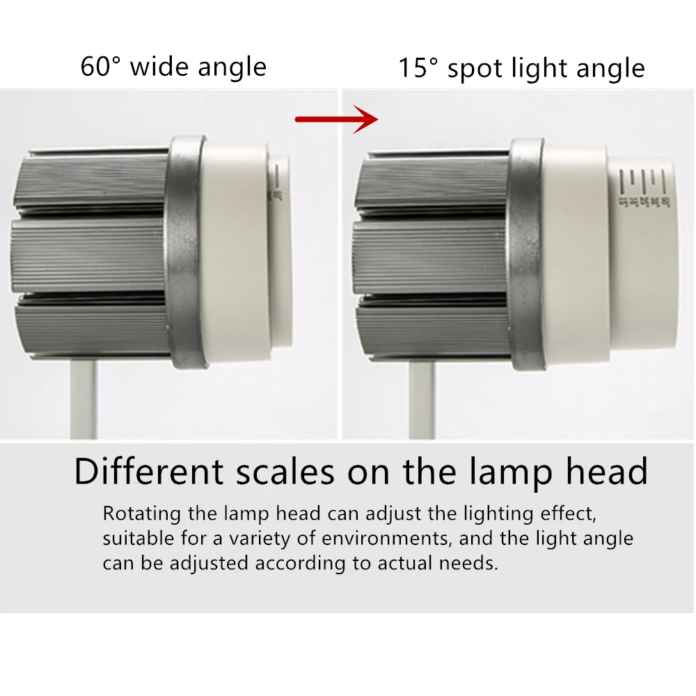 LED أضواء المسارات cob 30 w التكبير زاوية أجوستابل ضوء زاوية الملابس متجر ويندوز معرض أضواء السقف السكك الحديدية مصباح التوقف