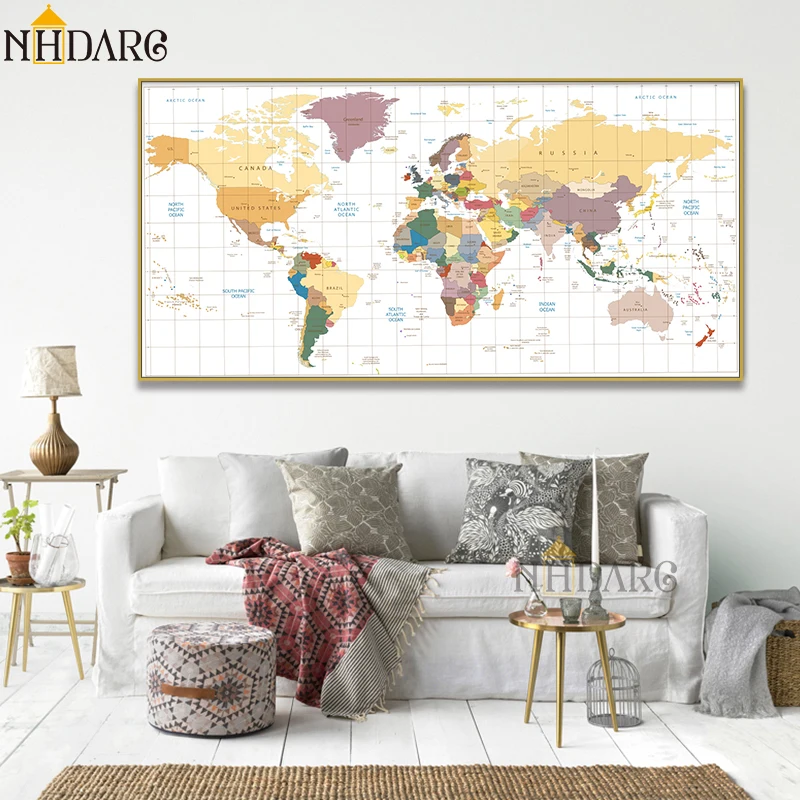 Vintage World Map Modern Home Decor Posters And Prints Canvas Painting Art Wall Pictures for Living Room Nordic Decoration