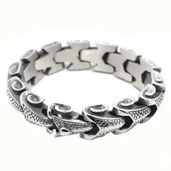 

china Fashion New Link Chain Stainless Steel Bracelet Men Heavy Mens Bracelets 2018 Bicycle Chain Wristband long:22CM,width:15MM