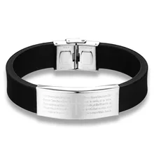 Библейский крест очаровательный серебряный цвет мужской браслет из нержавеющей стали черный силиконовый кожаный браслет ювелирные изделия