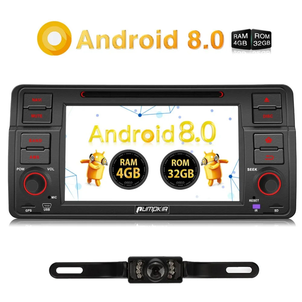 

Pumpkin 2 Din 7''Android 8.0 Car DVD Player GPS Navigation Qcta-core 4G+32G Car Stereo For BMW E46/M3 Wifi 4G FM Radio Headunit