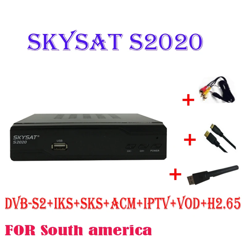 

SKYSAT S2020+USB WIFI Twin Tuner IKS SKS receptor acm IPTV H.265 Satellite Receiver for south america