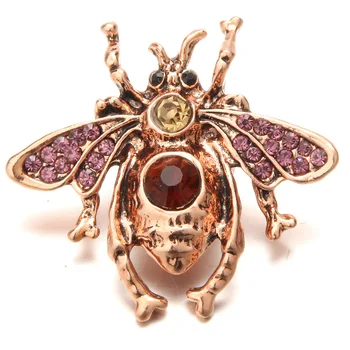 

New 20pcs/lot bee Snap Jewelry Beautiful Flower 18mm Snap Buttons with Rhinestone Charm Button Fit Snap Bracelets