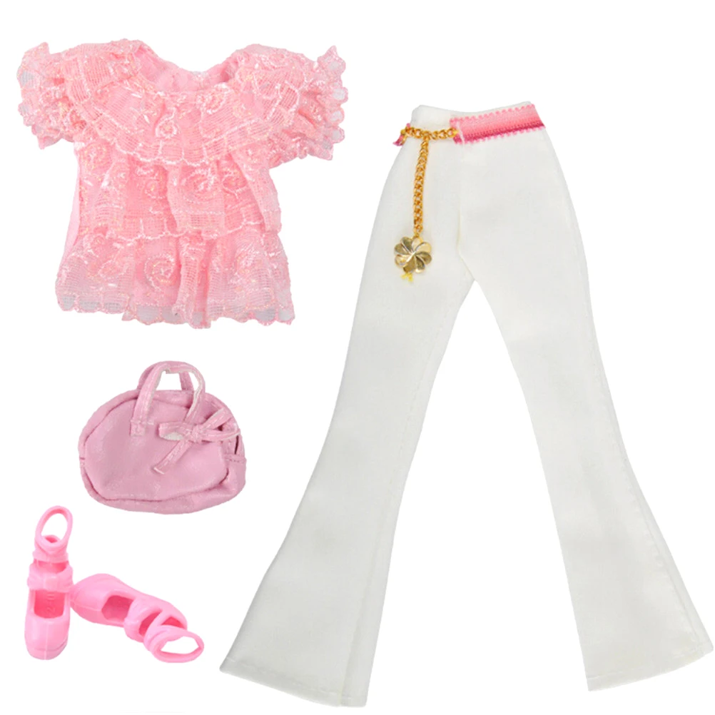 

Fashion Outfit Casual Daily Lady Wear Floral Blouse Denim Skirt Belt Hat Handbag Shoes Accessories Clothe For Blythe Doll