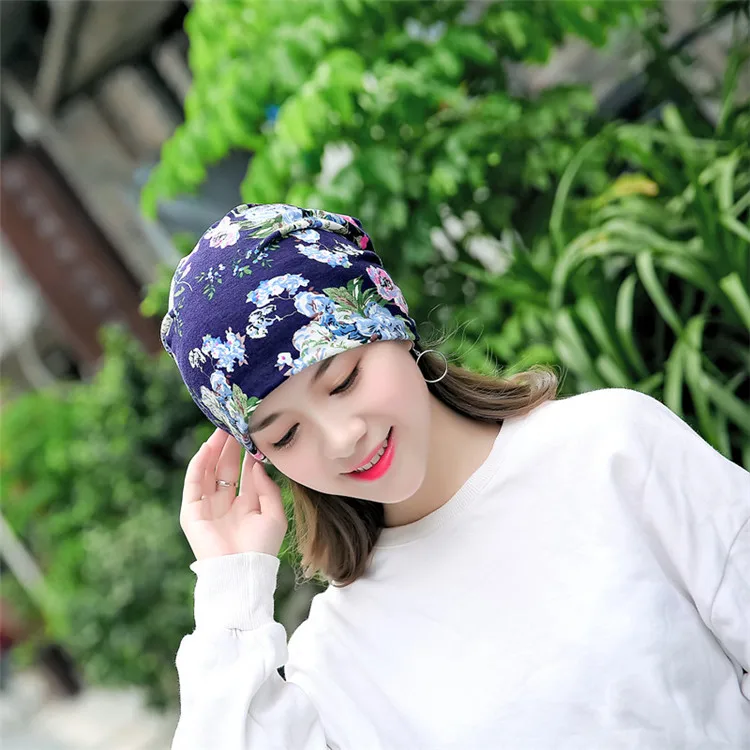 2018-Newest-Multi-functional-Women-Print-Beanies-Casual-Hat-Female-Fashion-Spring-Cotton-Hats-Casual-Ponytail ACI24 (3)