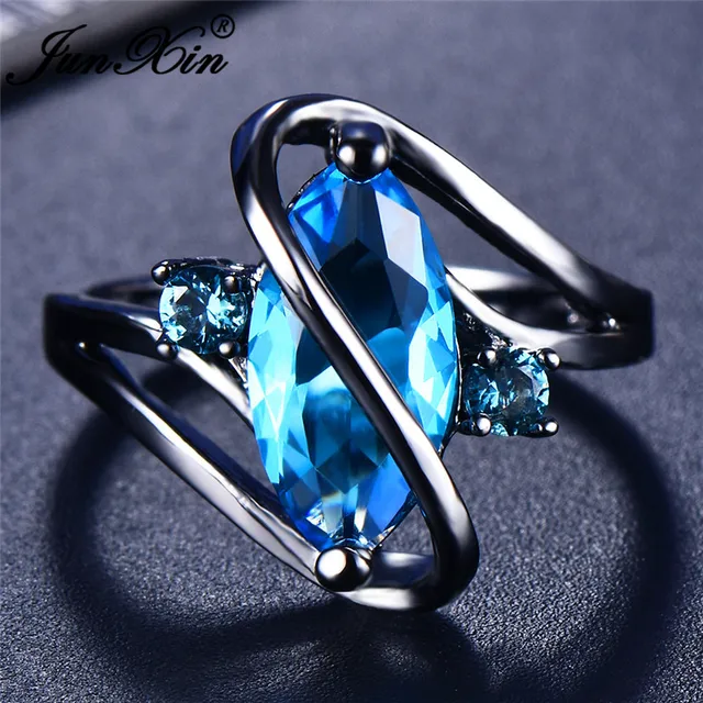YUHAOTIN Rings Blue Teardrop Ring Diamonds for Women Fashion Jewelry  Popular Accessories Cute Gifts for Girlfriends Black Rings for Women 
