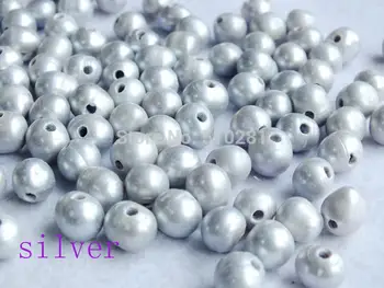 

Best Sales!!! 2mm Big Hole Freshwater Pearl, 9-10mm Silver potato pearl for jewelry making LK-2966