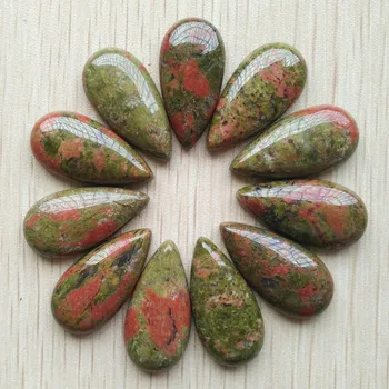 

Wholesale 24pcs/Lot fashion good quality natural flower green drop shape cab cabochons beads 15x30mm for Jewelry making free