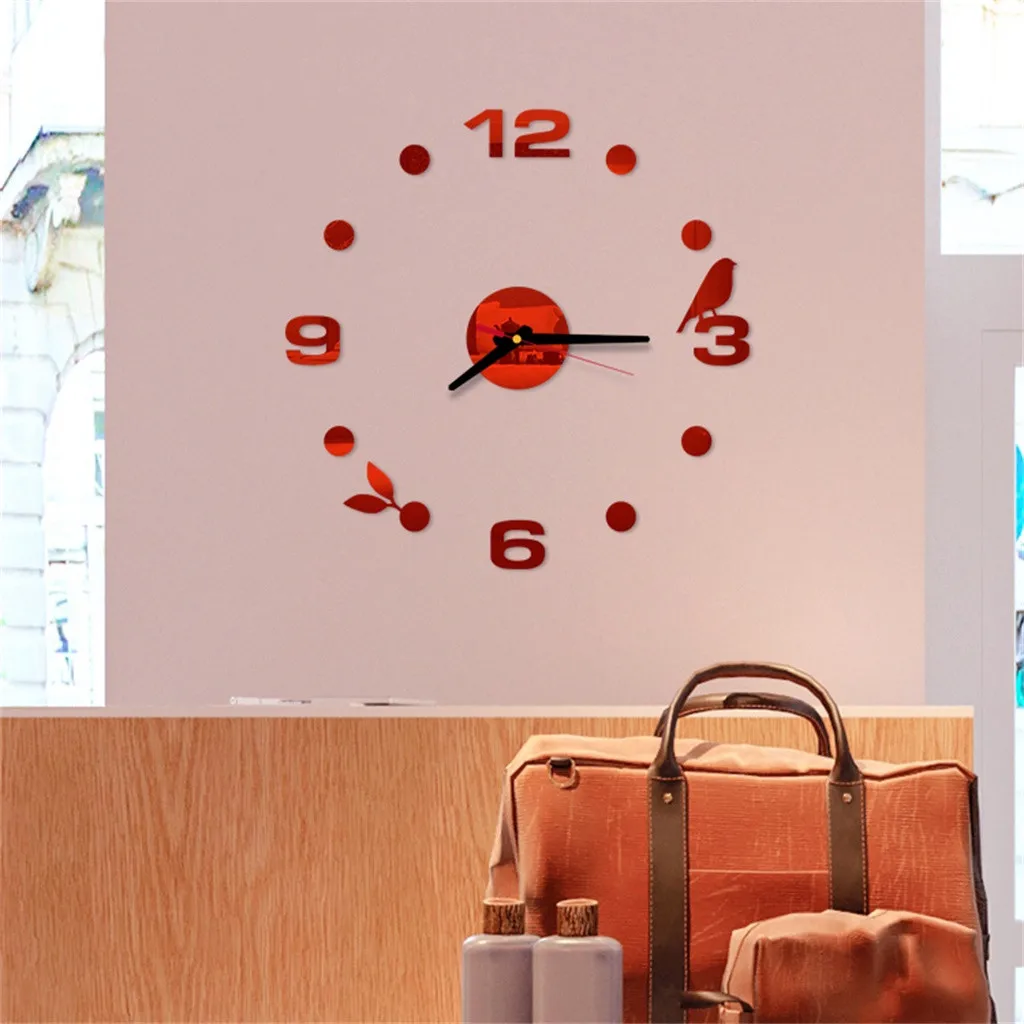 Новые Домашние декоративные часы гостиная зеркальное украшение для дома искусство акриловые настенные наклейки с часами DIY 3D римские цифры настенные Стикеры