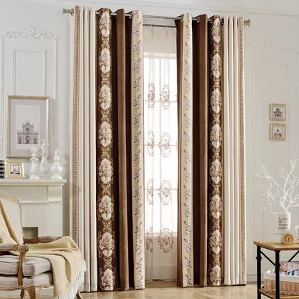 Patchwork bordado Cortinas para sala jacquard persianas para dormitorio