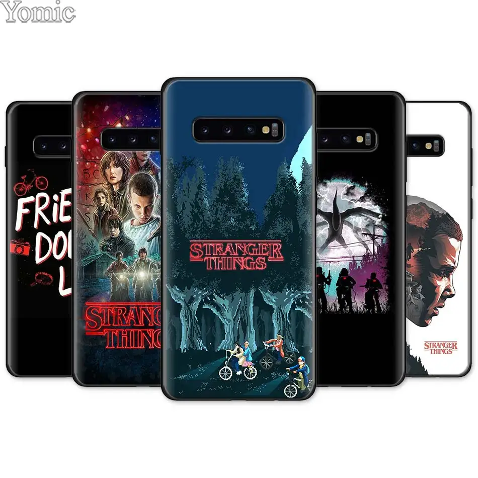 

Stranger Things Black Silicone Case for Samsung Galaxy S10 S10e S8 S9 Plus S7 A40 A50 A70 Note 8 9 Case Cover