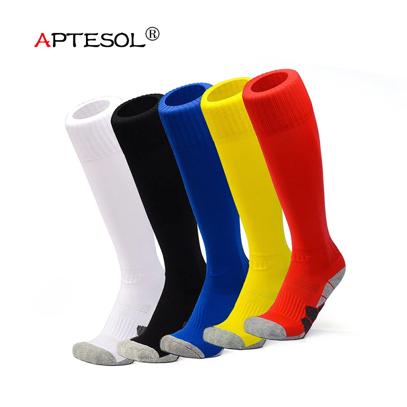 

APTESOL Unisex Kids Adult Knee High Athletic Soccer Socks, Towel Bottom Compression Long Sport Football Socks