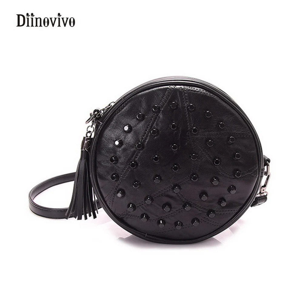 Женская сумочка с кисточкой DIINOVIVO WHDV0150 винтажная круглая сумка заклепками модный