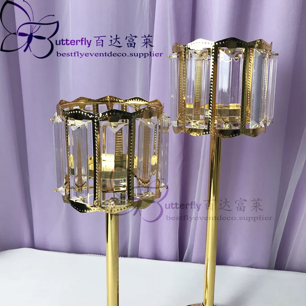 Crystal Hurricane candle holders and candlesticks around the gold trumpet vase-4