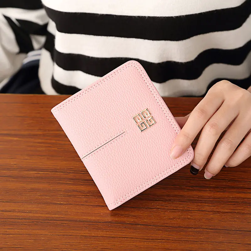 Кожаный женский кошелек маленький и тонкий кошелек с отделением для монет женские кошельки с отделением для карт Роскошные брендовые кошельки дизайнерский кошелек - Цвет: Pink
