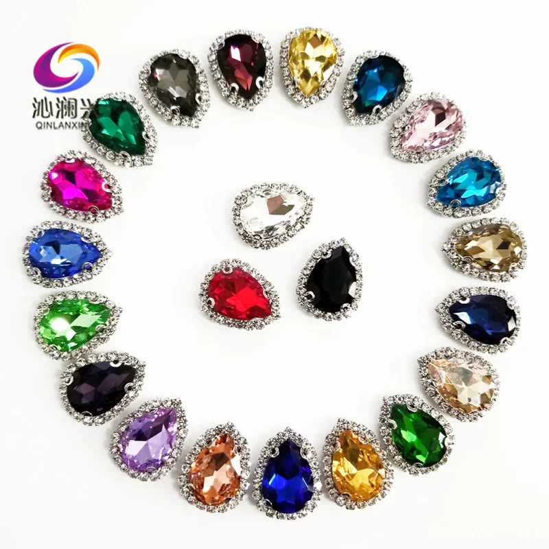 

Mix color Top grade Silver bottom Glass Crystal buckle, Drop shape sew on rhinestones,Diy/wedding decoration