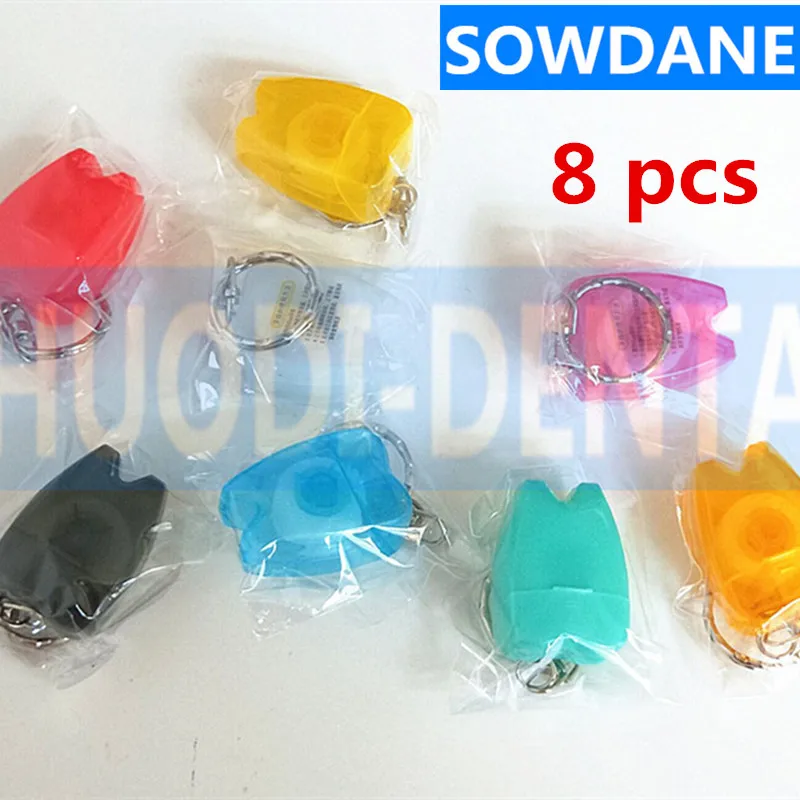 

8 Pcs Dental Floss Tooth-Shaped Key Chain Type Flat-Line Portable Gum Convenient Oral Care Tooth Cleaner 15m Length Random Color