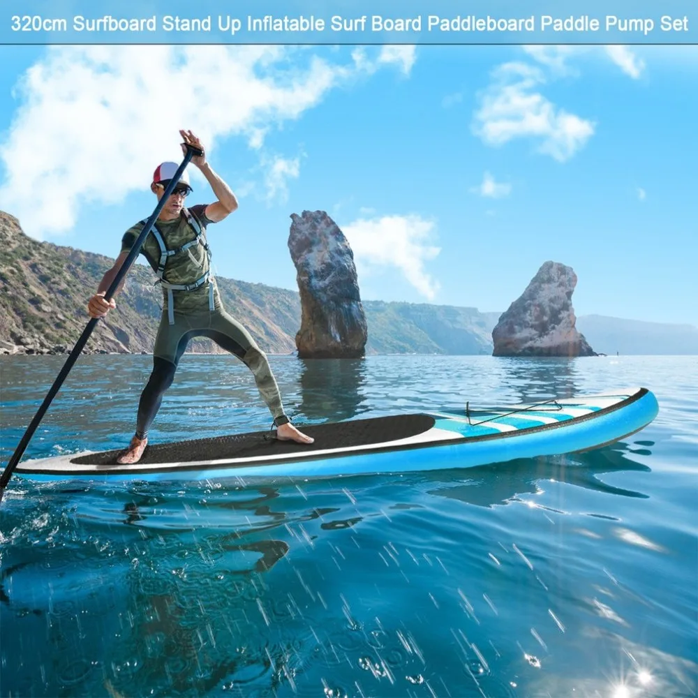 

320CM Adults Outdoor Water Sports Surfboard Stand Up Inflatable Surf Board Universal Paddleboard Paddle Pump Set Capacity 130kg