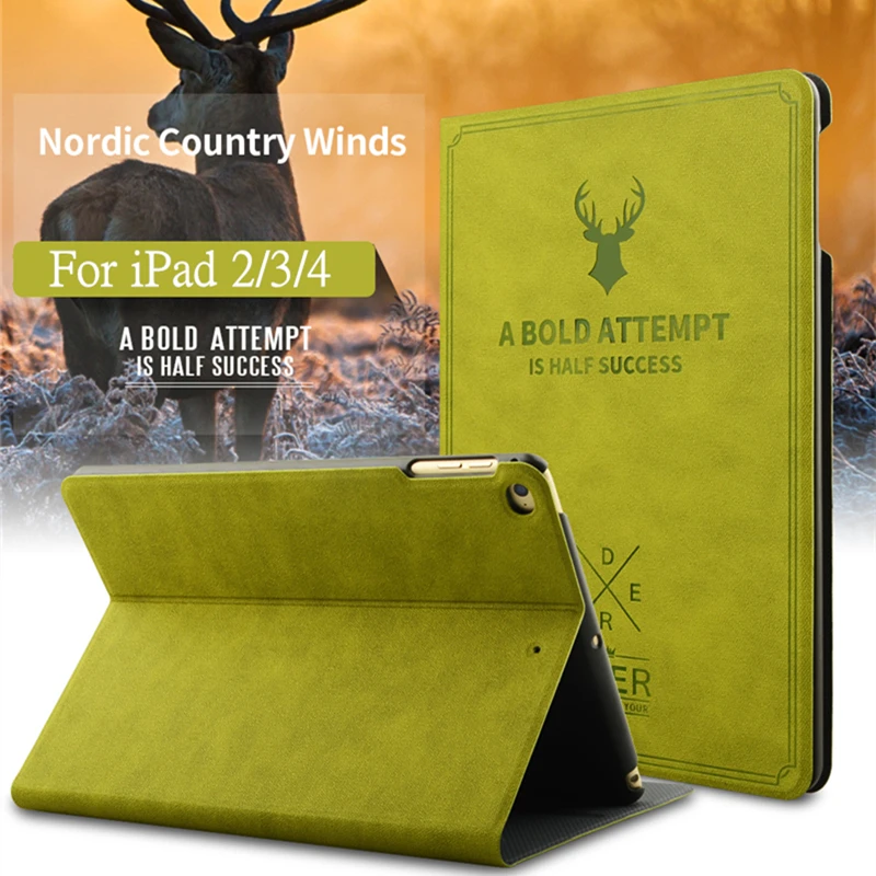 NTSPACE Роскошный чехол-книжка из искусственной кожи с изображением оленя для IPad 2 3 4
