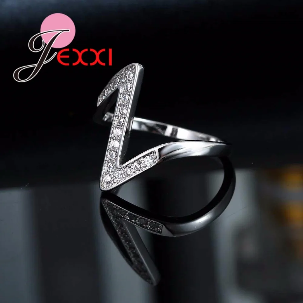 Трендовое женское кольцо в форме буквы Z, 925 пробы, серебряное кольцо с кубическим цирконием для свадебной вечеринки, ювелирные изделия, обручальное кольцо