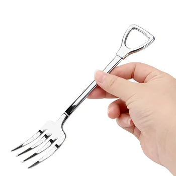 

Stainless Steel Dinner Fork Shovel Shape Long Handle Fork Dessert Coffee Spoon Tableware Cooking Accessories Kitchen Tools
