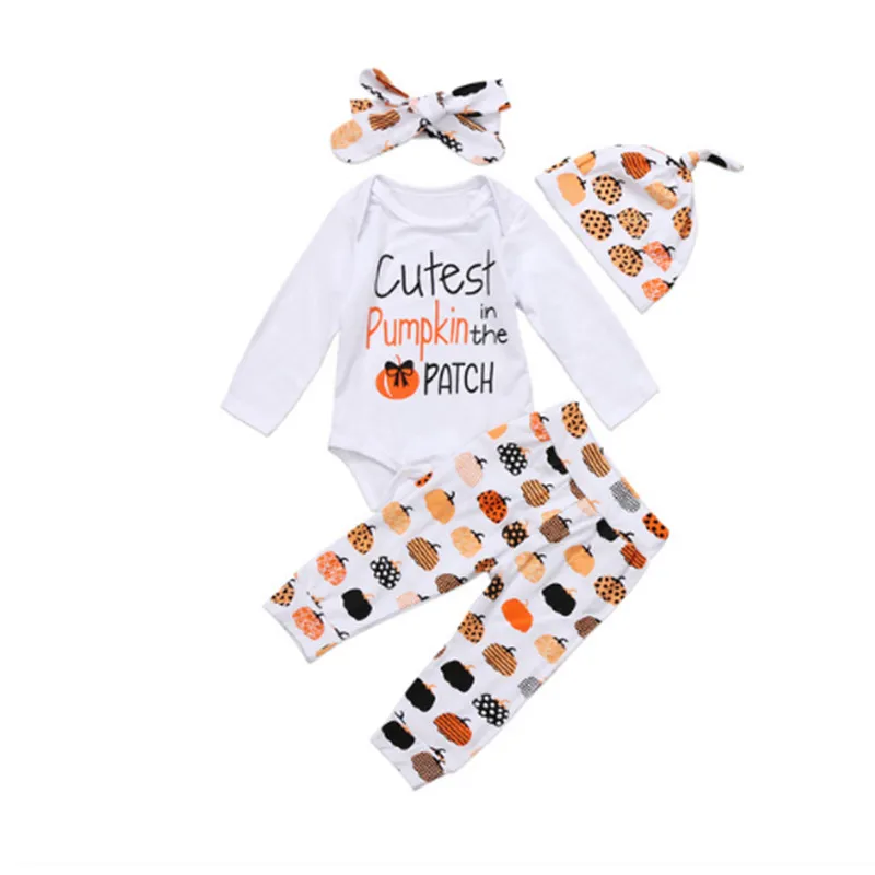 Baby Clothing Halloween Infant Baby Boy Girl pumpkin Romper Top+Pants