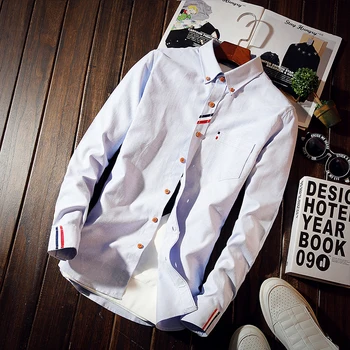 

2017 New Arrival Men Casual Business Shirt Long Sleeve Korean Style Solid Color Cotton Mens Shirt Turn Down Collar Shirt for Men