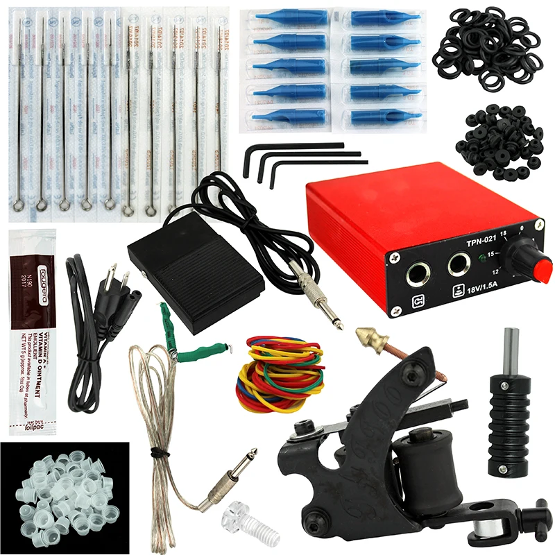 

OPHIR Linner Shader Tattoo Machine Gun with Power Supply Tattoo Nozzles Needles Grip Set for Beginner Tattoo Hobby _TA114