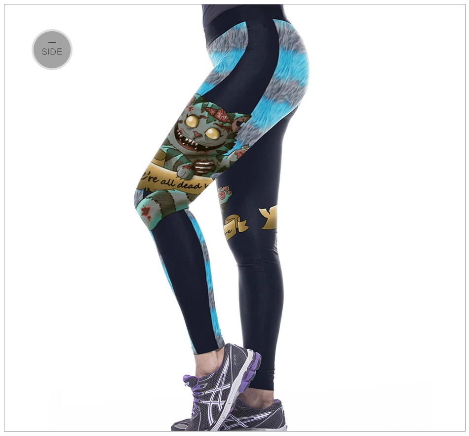 [You're My Secret] Halloween Women Leggings High Waist Silm Fitness Leggins Alice In Wonderland Smile Cat Digital Print Pants seamless leggings