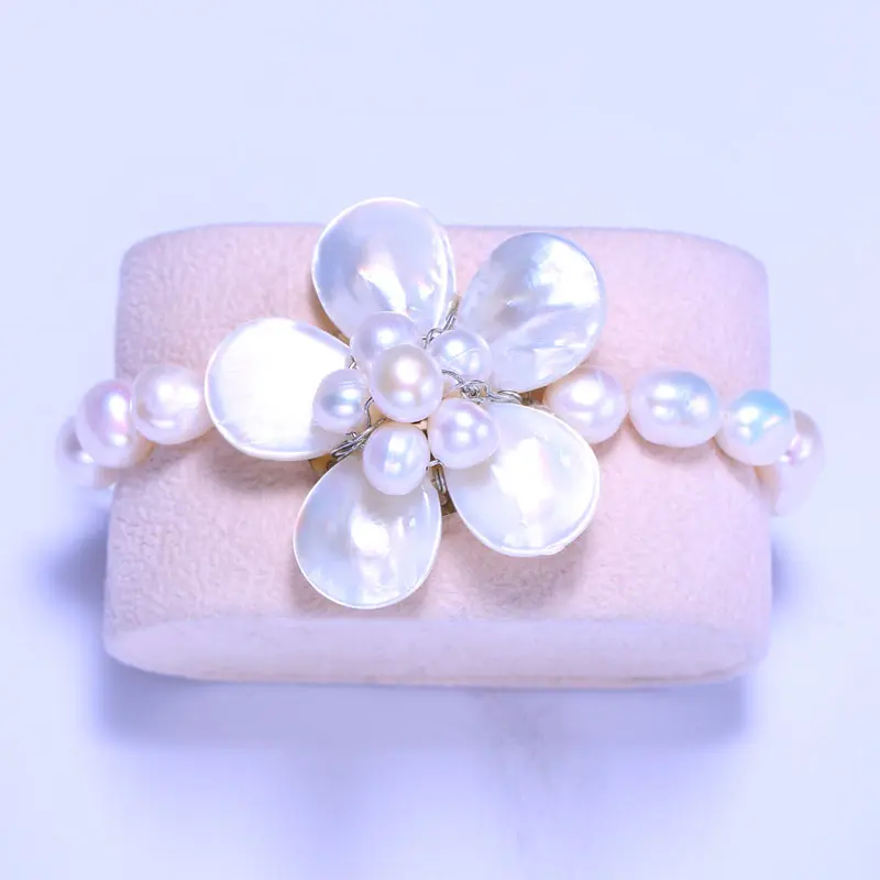 Deformity Bead 8-9 mm Five Petals Bells Of Hand-Made Woven, Elastic Rope Bracelet