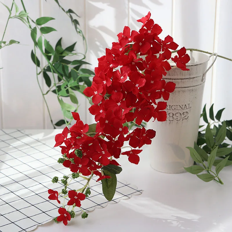 JAROWN Simulation Long Hydrangea Wedding DIY Decorative Flower Home Party Decorations Flores Artificial Silk Fake Flowers (14)