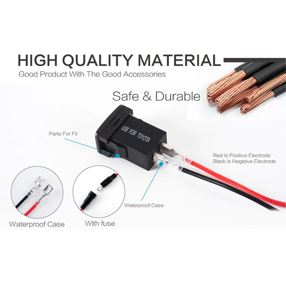 Для Toyota 2 зарядных порта USB для автомобиля разъем Мощность DC 5 V-24 V Dual USB Автомобильное зарядное устройство Порты и разъёмы автомобиля Зарядное устройство адаптер с светодиодный цифровой вольтметр Дисплей