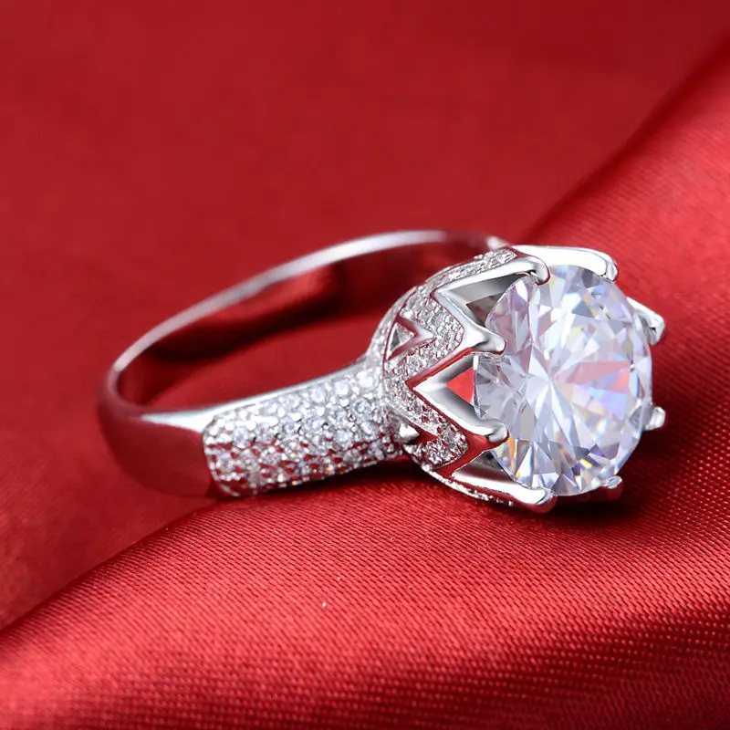 6ct 925 Sterling Silver Round Cut Simulated Diamond Zircon White Gold GF Women Engagement Bridal Eternity Ring Wedding Band