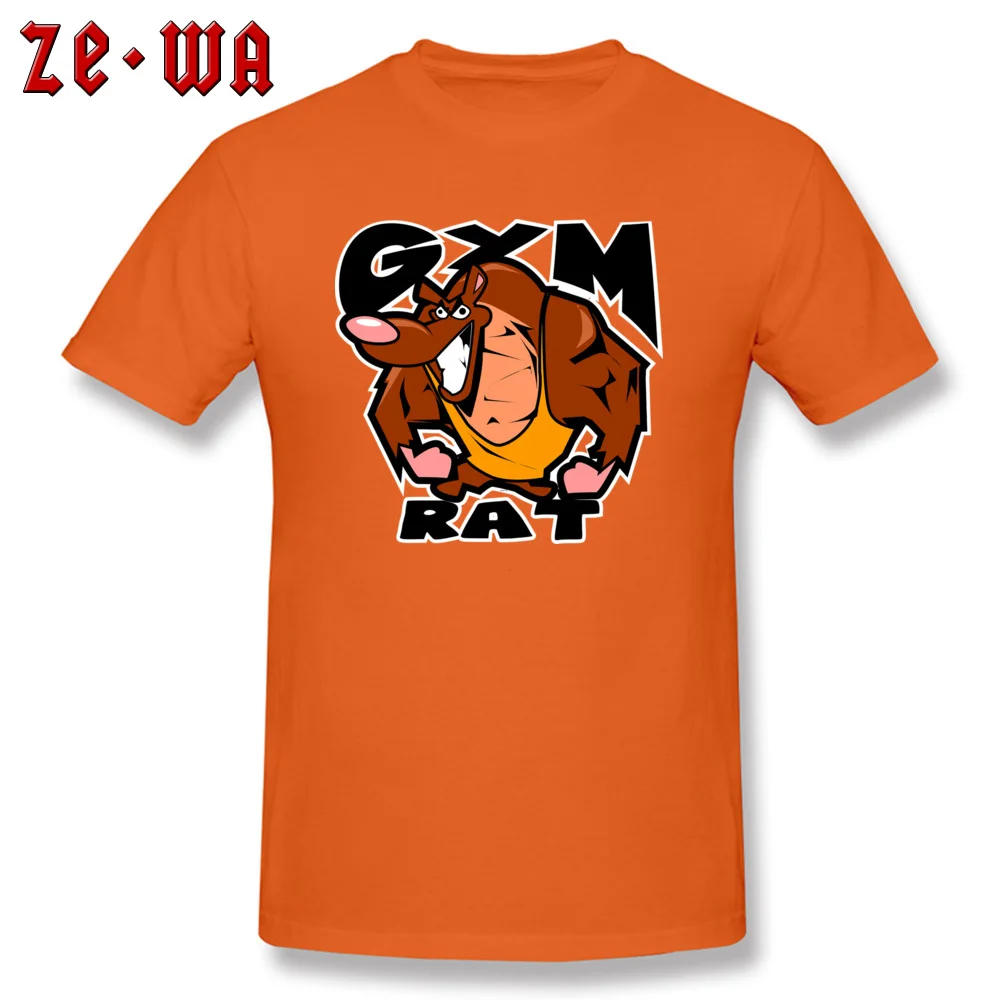 Gym Rat T-shirts for Men Unique Summer Fall Tops & Tees Short Sleeve Cheap Slim Fit Tops Tees O-Neck Pure Cotton Gym Rat orange