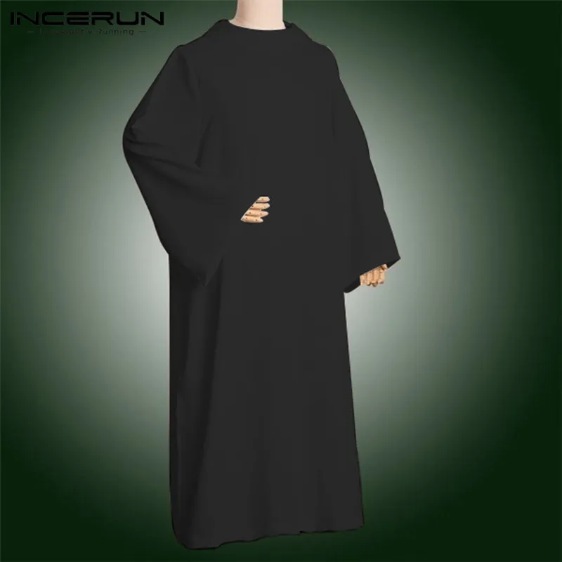 INCERUN свободные с длинными рукавами для мужчин Арабский исламский кафтан с капюшоном топы Саудовская Аравия Средний Восток халаты твердые
