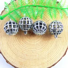 Comercio al por mayor 10 unids/lote Hombre de Plata Antiguo Hueco Collar de la Bola Colgante 18*15*14mm Regalo de La Joyería Fina Hecha A Mano pulsera Artesanía 51218
