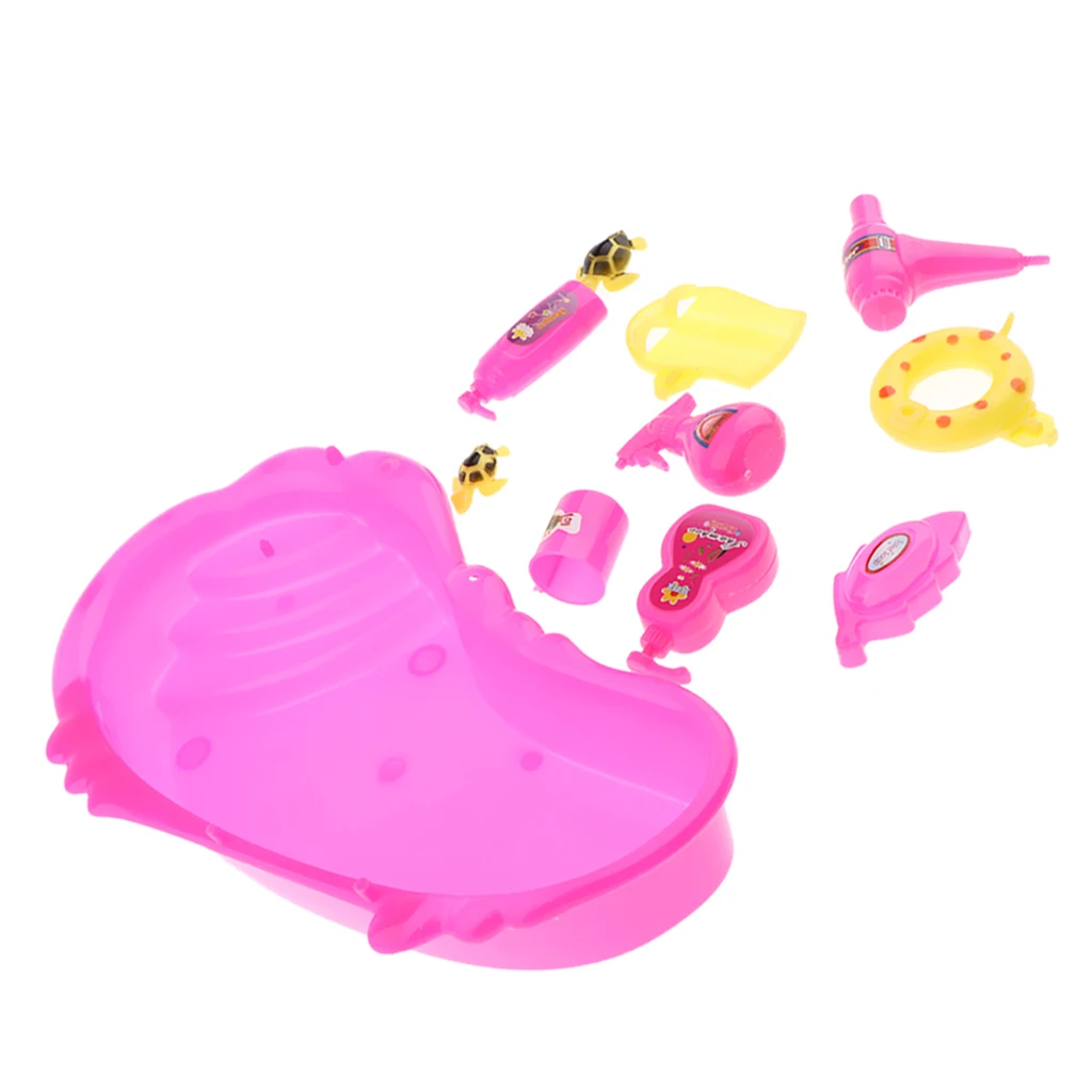 Fashion Doll Bathroom Furniture Set Mini Bathtub Toy Mini Toilet Toy Dollhouse Life Scene Ornament Random Color