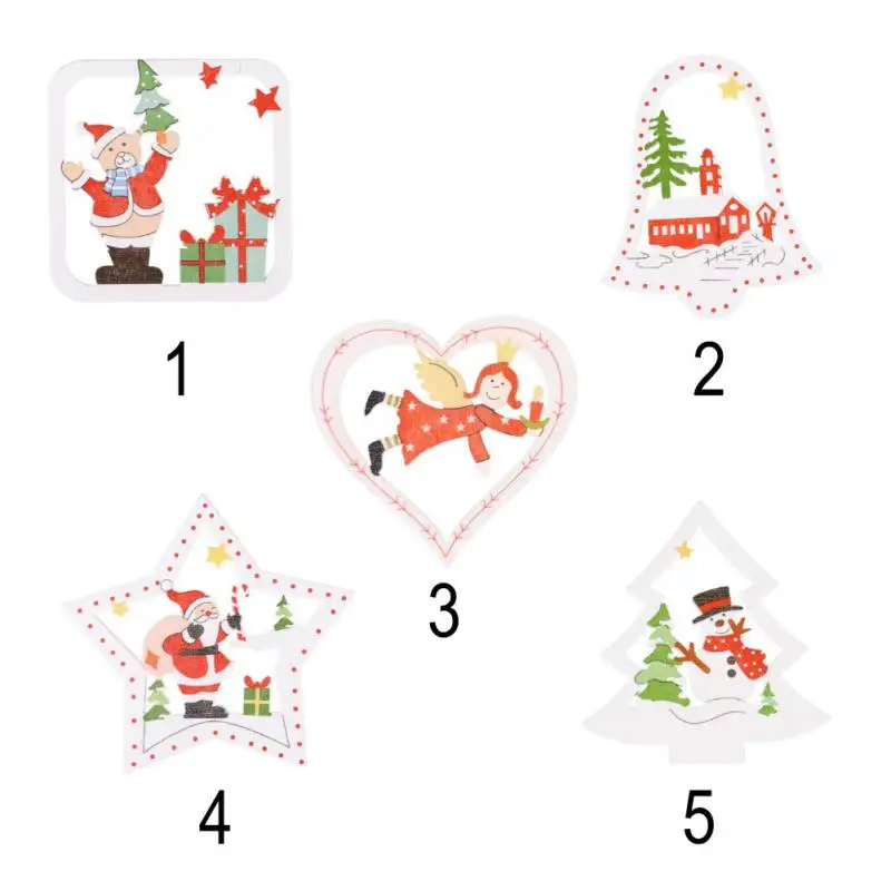

10pc/set Creative Christmas Wooden Pendants Ornaments DIY Wood Crafts Kids Gift Xmas Tree Ornaments Christmas Party Decorations