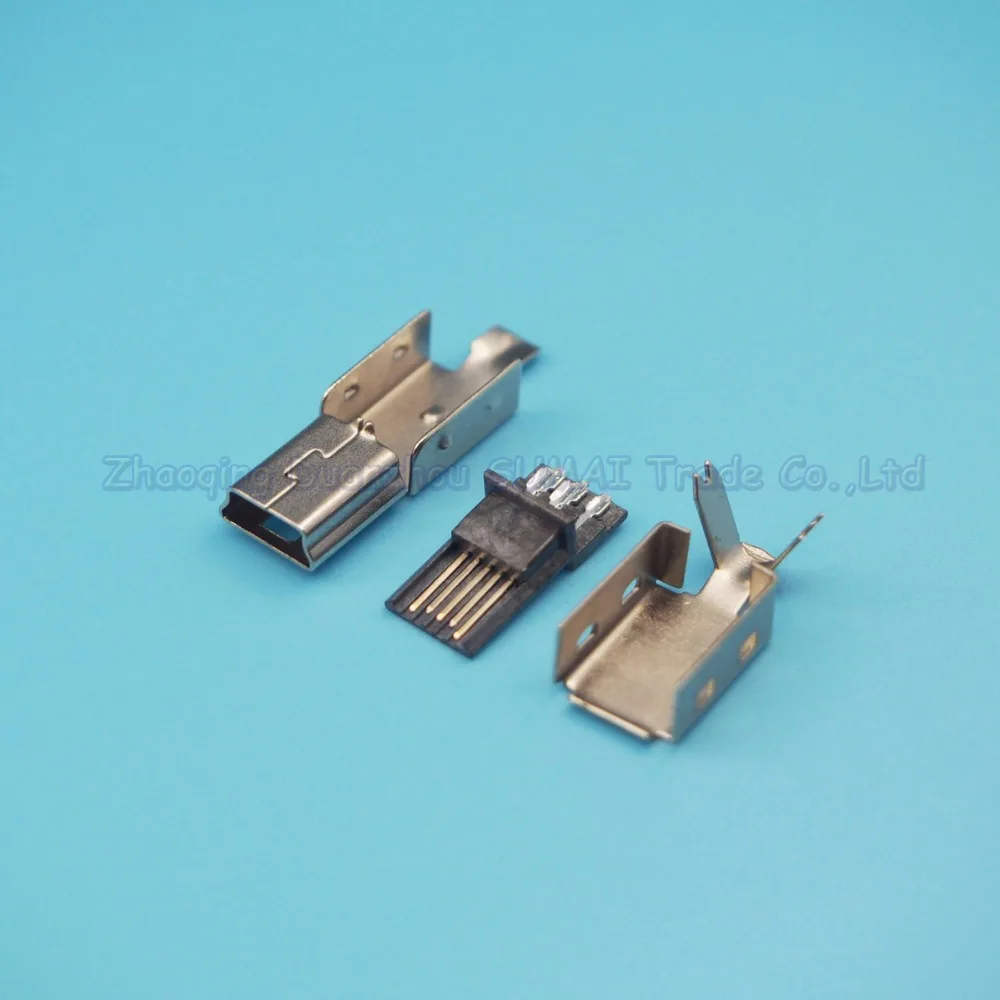 

Free Shipping 100sets Mini USB plug connector 5Pin male plug,Mini USB-5P plug 3 in 1