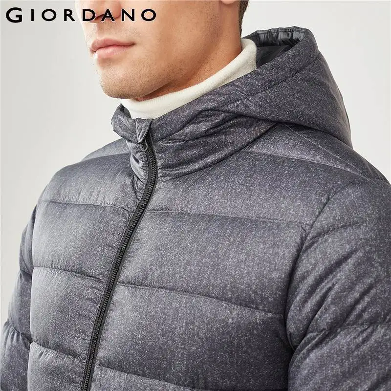 Giordano пуховки с капюшоном из утиного пуха есть три варианта окраса и широкий