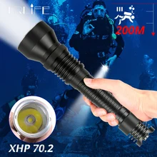 Профессиональный XHP70.2 светодиодный фонарик для дайвинга портативный Подводный фонарь 200 м XHP70 IPX8 водонепроницаемая лампа для дайвинга 2x26650