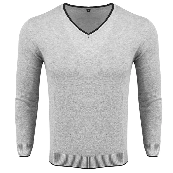 2018 Новое поступление мужской свитер вязаный вышивка v-образный вырез длинный рукав Однотонный свитер пуловер весна осень тонкий 19943
