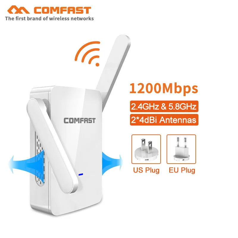 

High speed AC Wireless WIFI Repeater 1200M Network Antenna Wifi Extender Signal Amplifier booster 802.11b/g/n/ac Repetidor Wifi