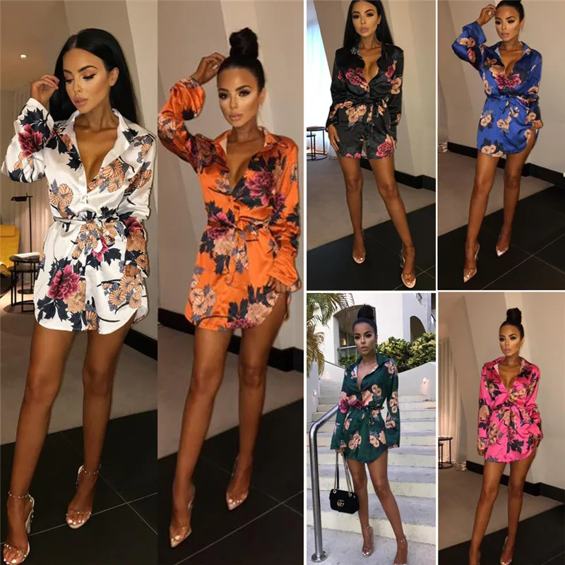 

Hot Summer New Fashion Women Ladies Dress Rose Floral Print V-Neck Beachwear Holiday