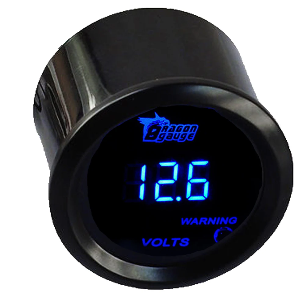 

EE support 2" 52mm Automobile Black Shell Digital Blue LED Volt Voltage Car Motor Gauge Meter Car Kit Auto parts