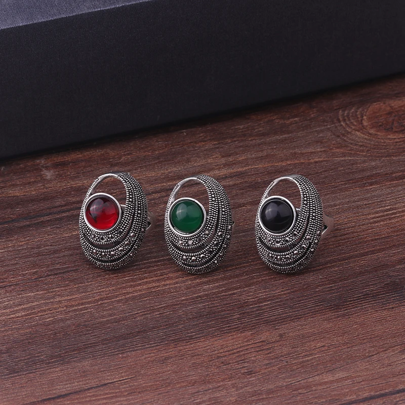 Набор украшений в винтажном стиле, античный серебряный цвет, зеленые серьги из смолы, кольцо и кулон, ожерелье, ювелирные наборы для женщин