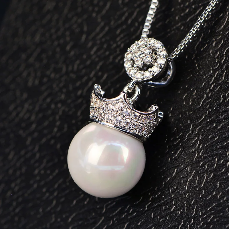 

Hot Sales Lady Chic Retro Classic Crown Pearl Pendant Chain AAA Zircon Necklace Jewelry For Women Best Gift ZK40